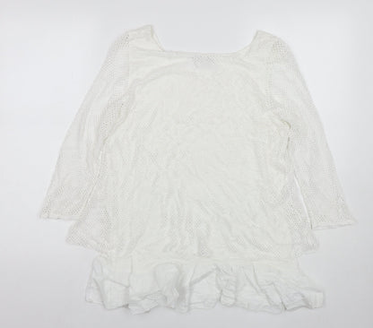 Quiz Womens White Polyester Basic T-Shirt Size M Round Neck