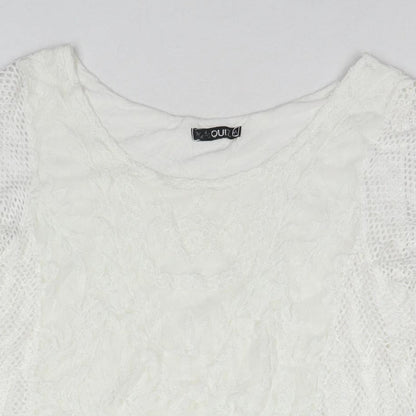 Quiz Womens White Polyester Basic T-Shirt Size M Round Neck