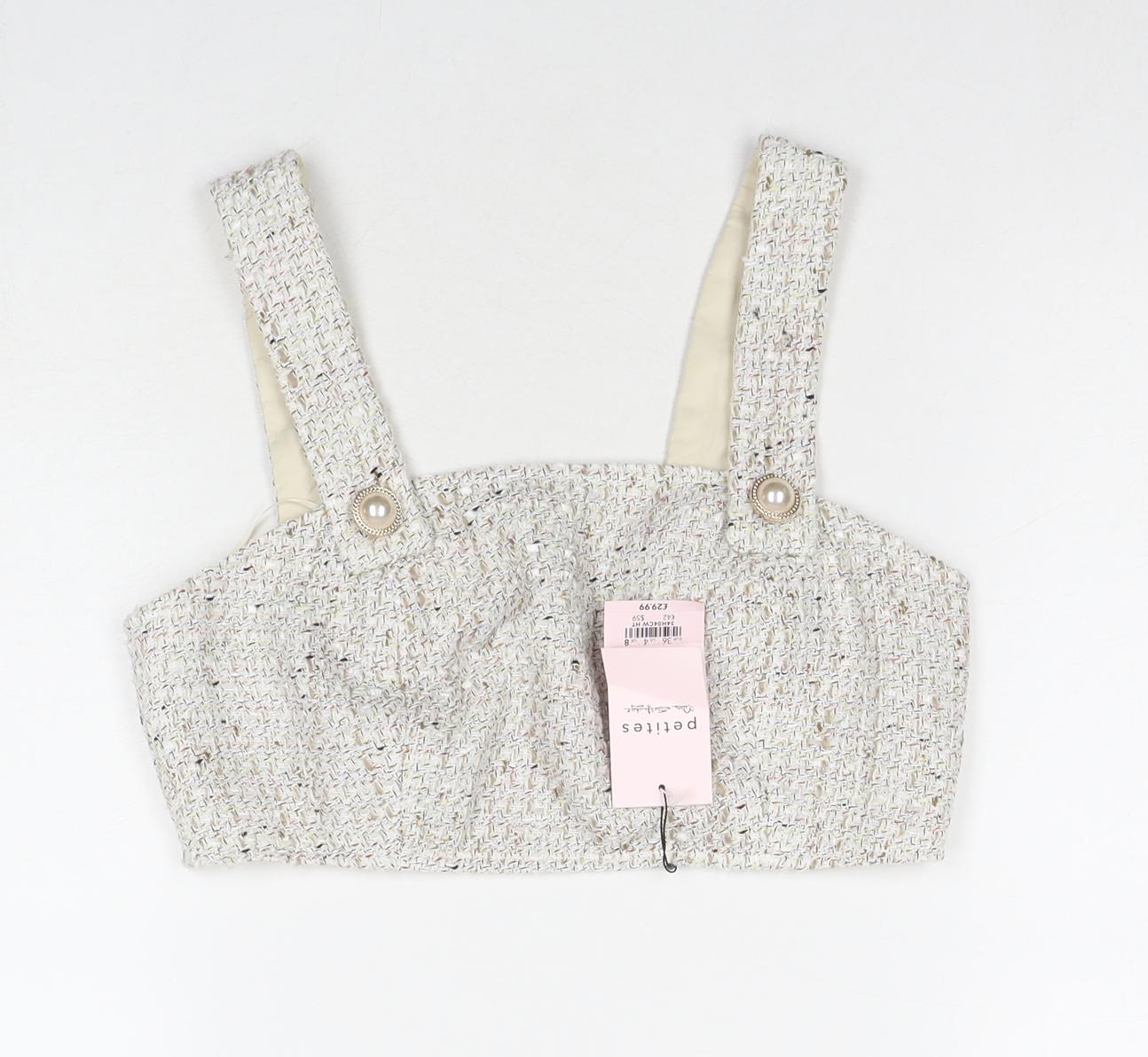 Miss Selfridge Womens Beige Polyester Cropped Tank Size 8 Sweetheart