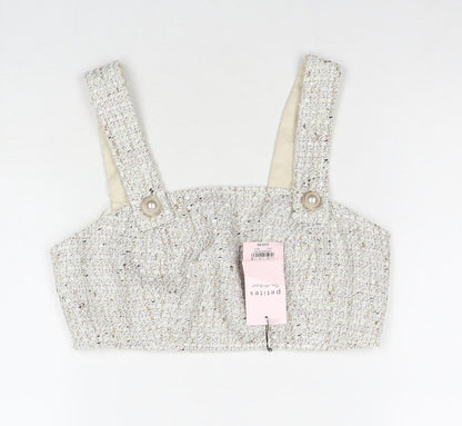 Miss Selfridge Womens Beige Polyester Cropped Tank Size 8 Sweetheart
