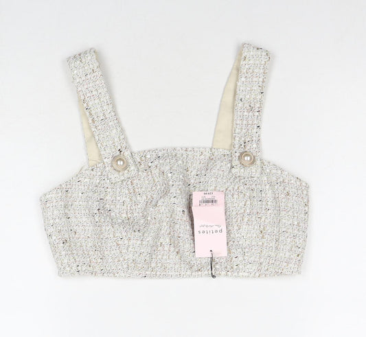 Miss Selfridge Womens Beige Polyester Cropped Tank Size 8 Sweetheart