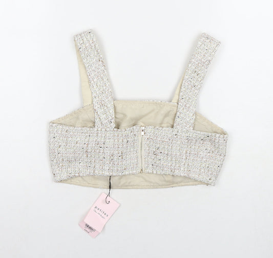 Miss Selfridge Womens Beige Polyester Cropped Tank Size 8 Sweetheart