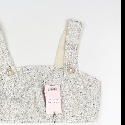 Miss Selfridge Womens Beige Polyester Cropped Tank Size 8 Sweetheart