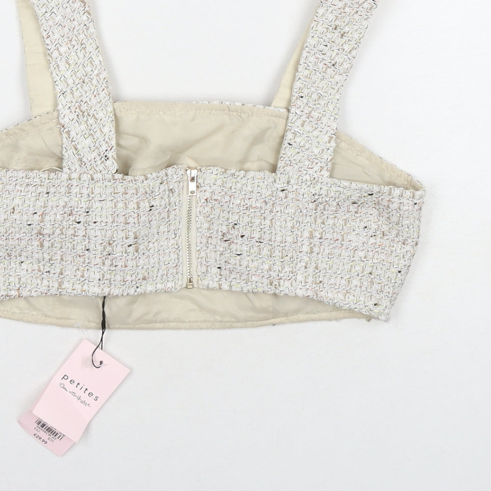 Miss Selfridge Womens Beige Polyester Cropped Tank Size 8 Sweetheart