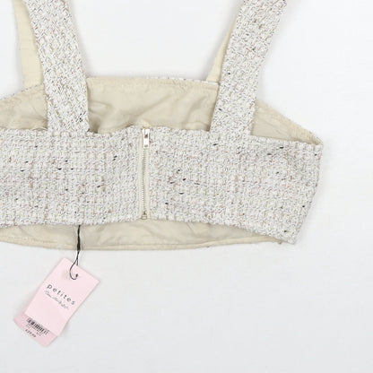 Miss Selfridge Womens Beige Polyester Cropped Tank Size 8 Sweetheart