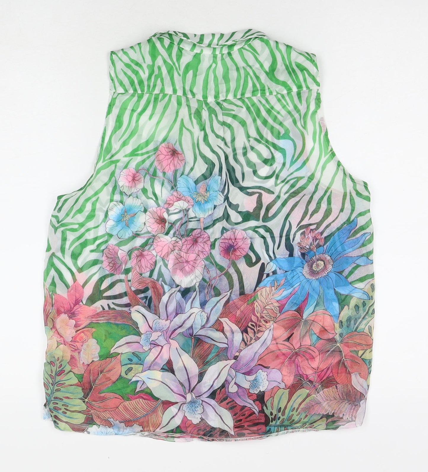My Muse Womens Multicoloured Floral Polyester Basic Button-Up Size S Collared