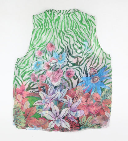 My Muse Womens Multicoloured Floral Polyester Basic Button-Up Size S Collared