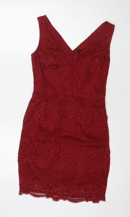 NEXT Womens Black Nylon A-Line Size 8 V-Neck Zip