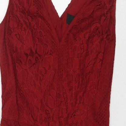 NEXT Womens Black Nylon A-Line Size 8 V-Neck Zip