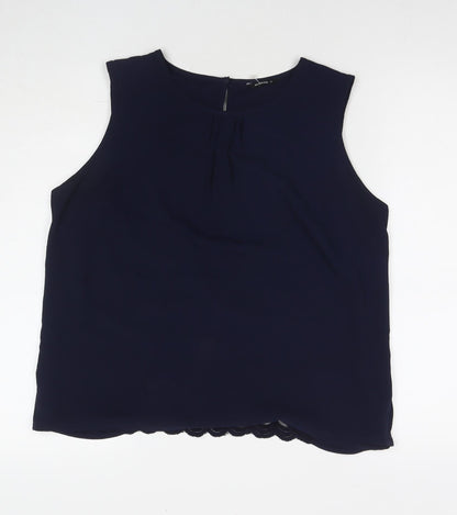 Roman Womens Blue Polyester Basic Tank Size 16 Round Neck