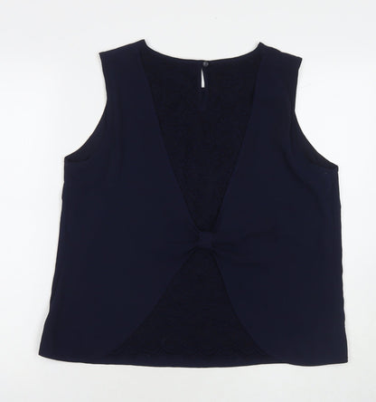 Roman Womens Blue Polyester Basic Tank Size 16 Round Neck
