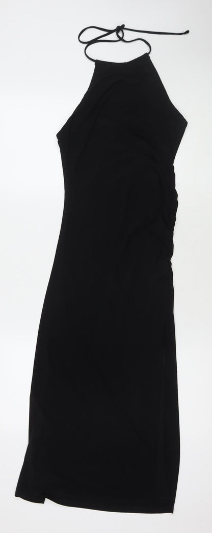 Bershka Womens Black Polyester Bodycon Size M Square Neck Pullover