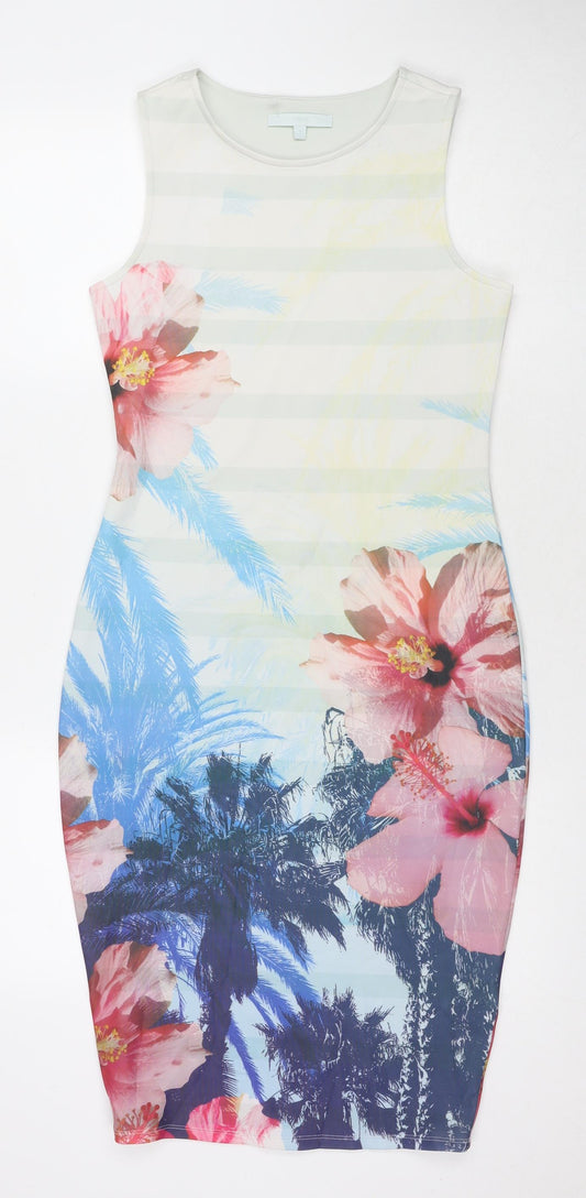 NEXT Womens Multicoloured Floral Polyester A-Line Size 8 Round Neck Pullover