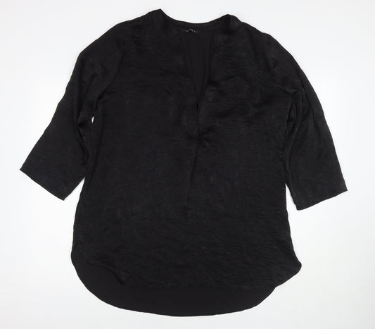 Womens UK Size 16 Roman Black Tunic Blouse