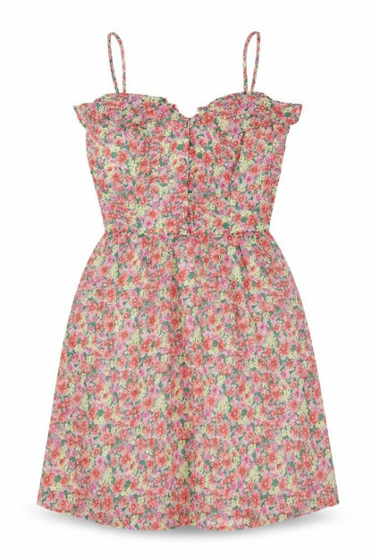 Made in U.K. Womens Multicoloured Floral Polyester A-Line Size 10 Sweetheart Button