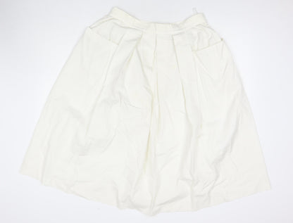 Debenhams Womens White Polyester A-Line Skirt Size 18 Zip - Pockets