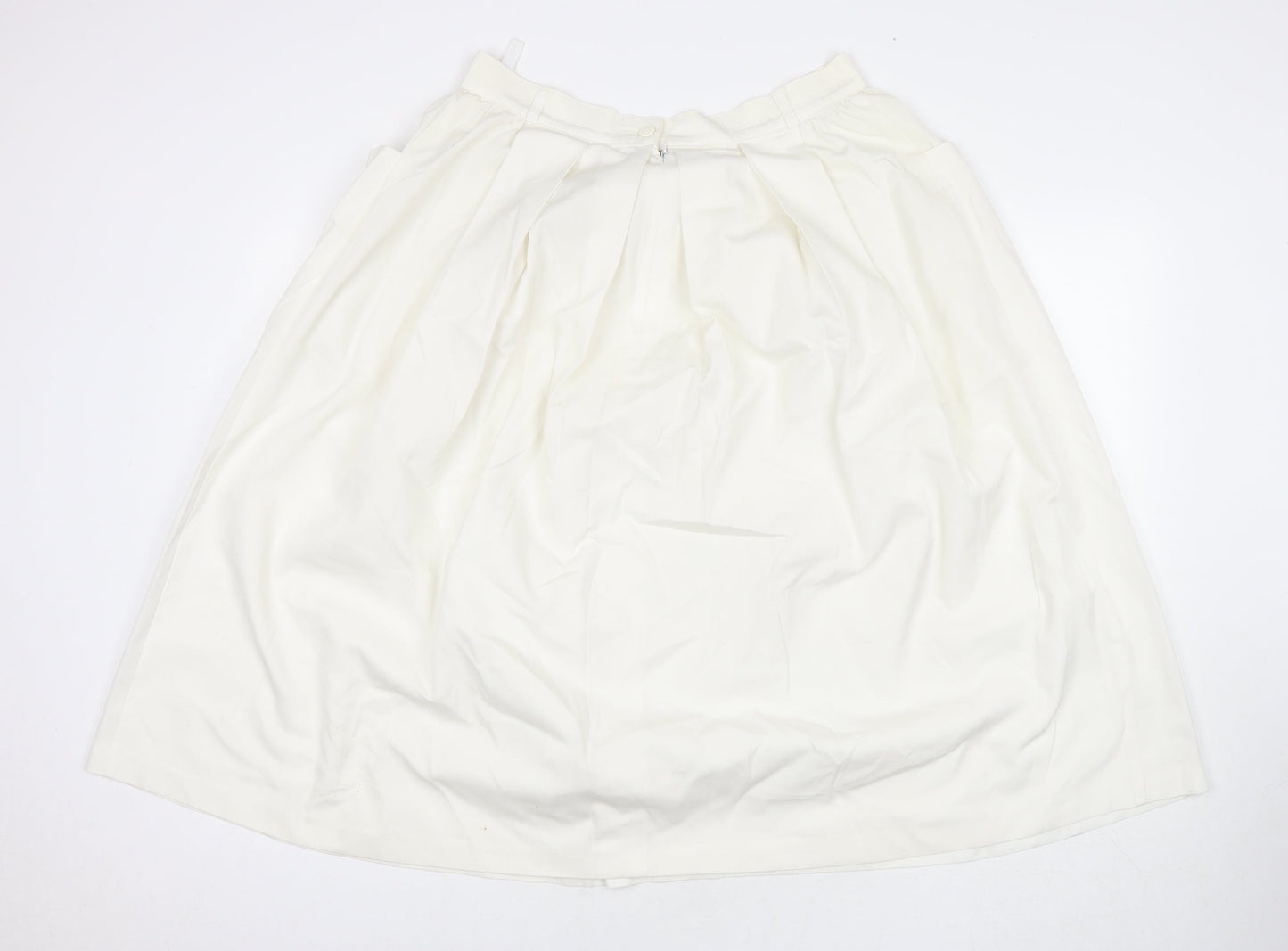 Debenhams Womens White Polyester A-Line Skirt Size 18 Zip - Pockets