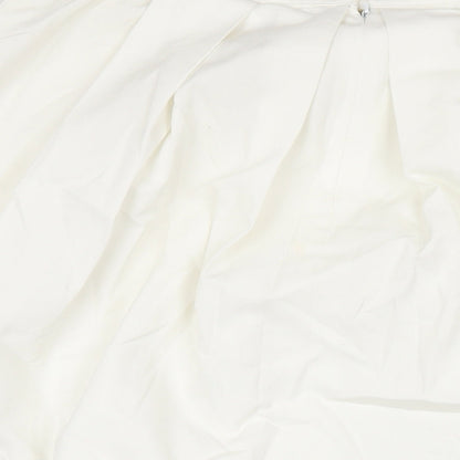 Debenhams Womens White Polyester A-Line Skirt Size 18 Zip - Pockets