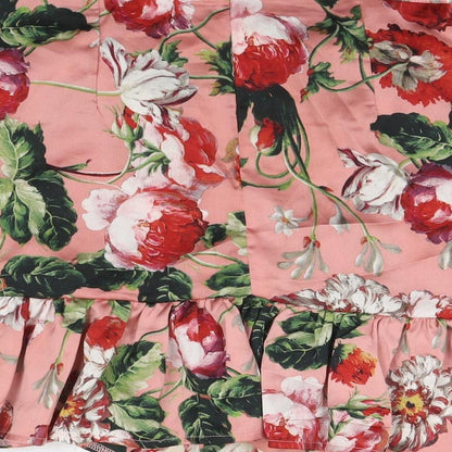 Boohoo Womens Pink Floral Polyester A-Line Skirt Size 12 Zip