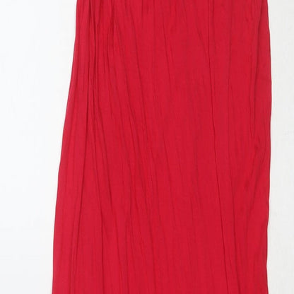 Marks and Spencer Womens Red Viscose Maxi Size M Square Neck Pullover
