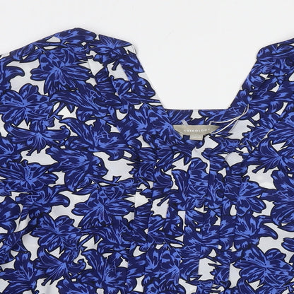 Anthology Womens Blue Geometric Polyester Basic Blouse Size 30 V-Neck