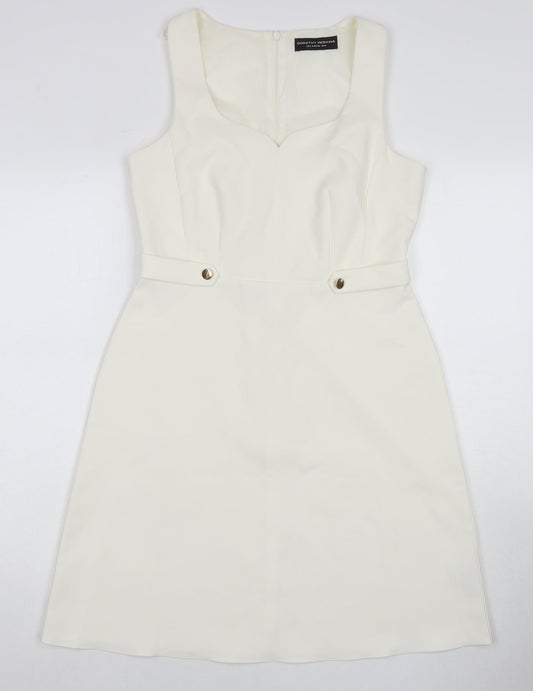 Dorothy Perkins Womens White Polyester A-Line Size 10 Square Neck Pullover