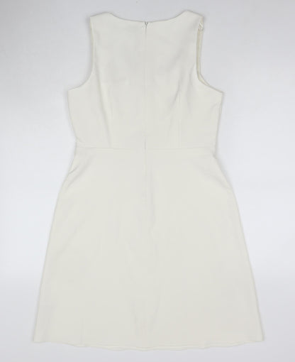 Dorothy Perkins Womens White Polyester A-Line Size 10 Square Neck Pullover