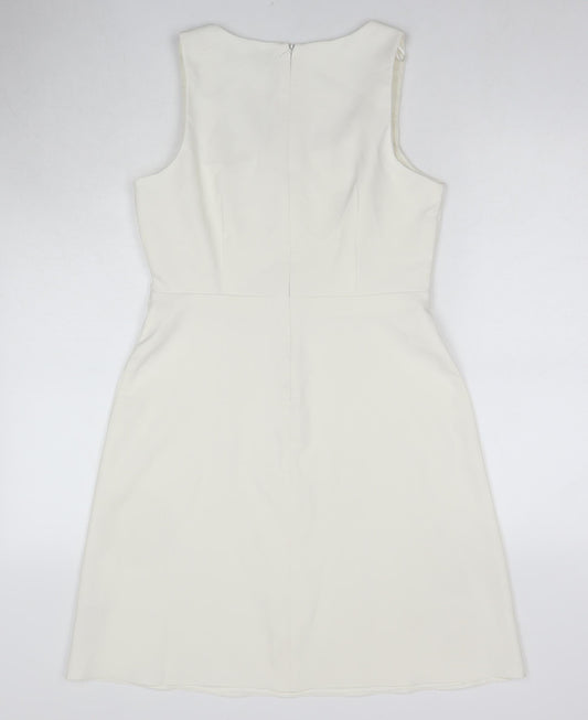 Dorothy Perkins Womens White Polyester A-Line Size 10 Square Neck Pullover