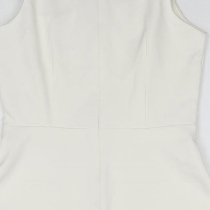 Dorothy Perkins Womens White Polyester A-Line Size 10 Square Neck Pullover