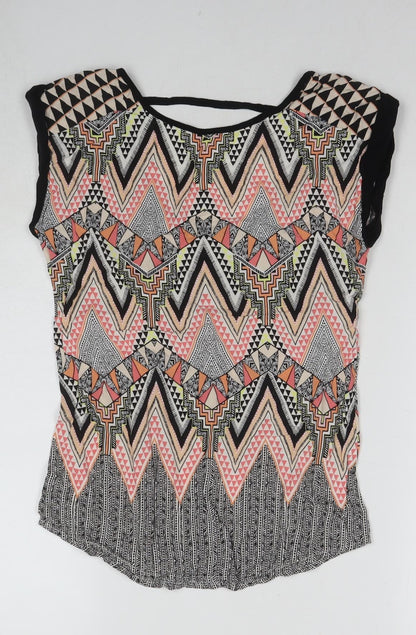 Womens UK Size 6 Warehouse Multicoloured Basic T-Shirt