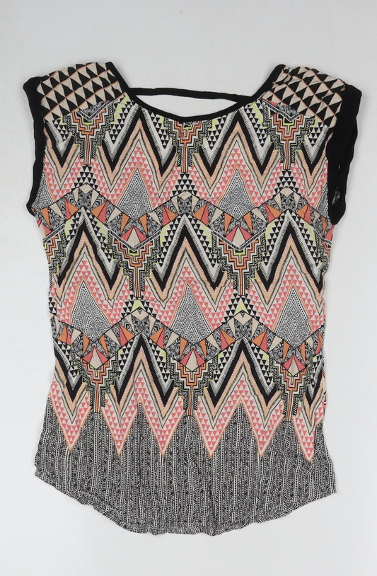 Womens UK Size 6 Warehouse Multicoloured Basic T-Shirt