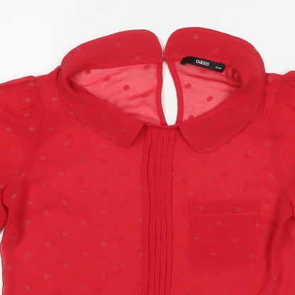 Womens UK Size 8 Oasis Red Basic Blouse