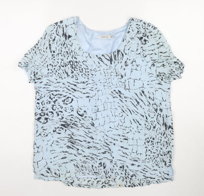 Womens UK Size 14 Gold Blue Basic Blouse