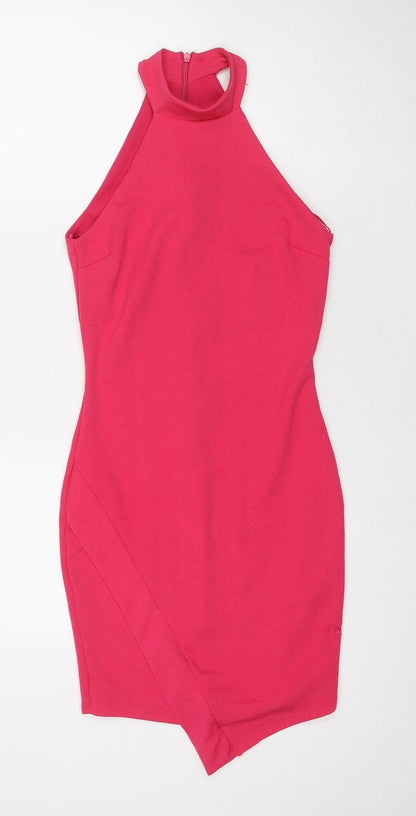 River Island Womens Pink Polyester A-Line Size 10 Round Neck Zip