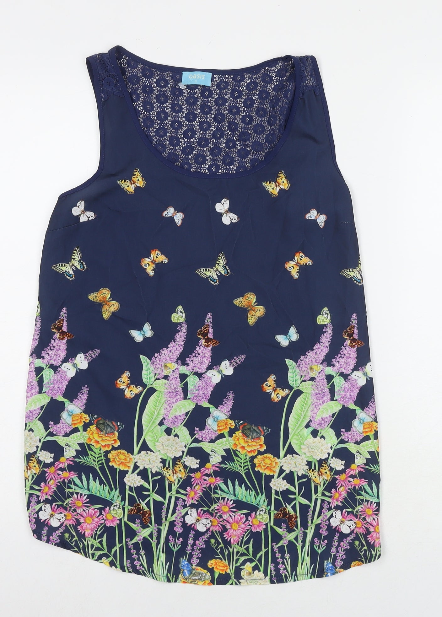 Womens UK Size S Oasis Blue Basic Tank