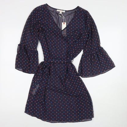 Esprit Womens Purple Geometric Polyester Fit & Flare Size 10 V-Neck Pullover - Hearts