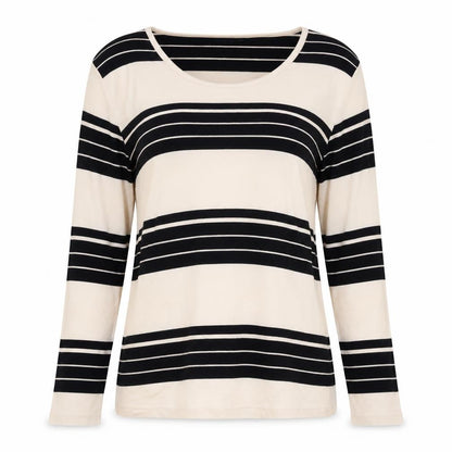REDGREEN Womens Beige Round Neck Striped Cotton Pullover Jumper Size L