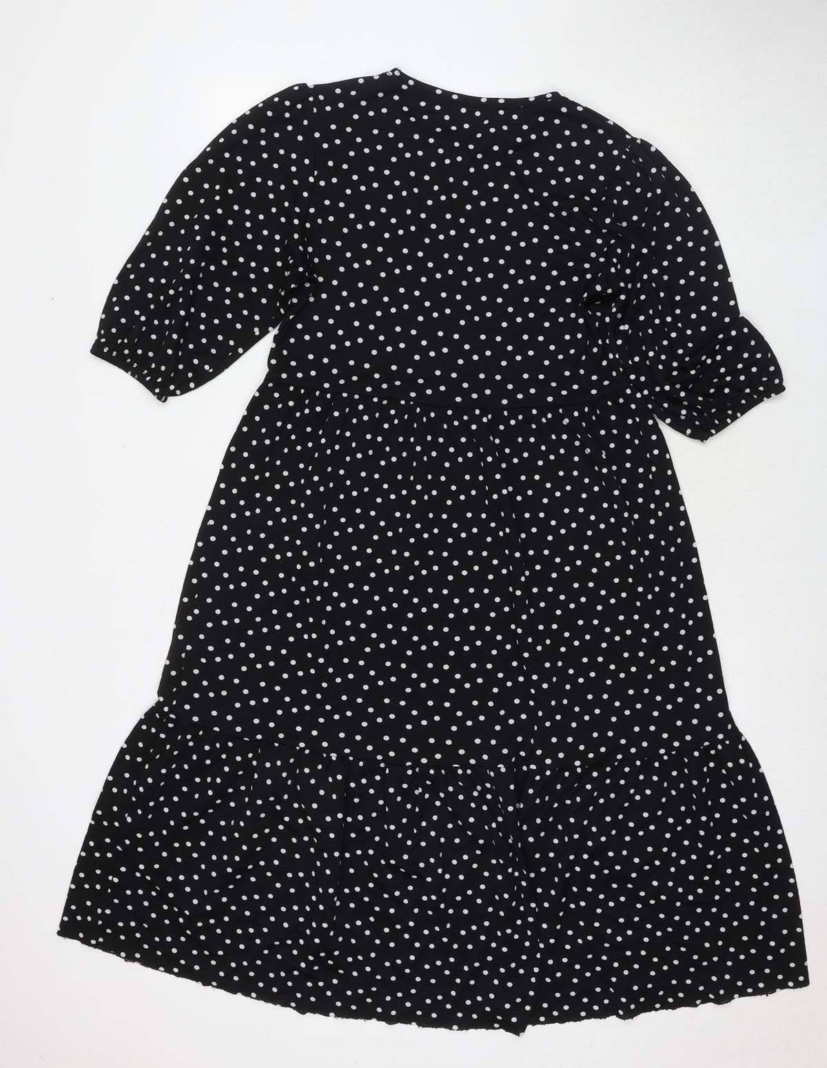 Zara Womens Black Polka Dot Polyester Maxi Size S Round Neck Pullover