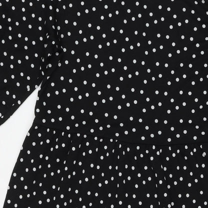 Zara Womens Black Polka Dot Polyester Maxi Size S Round Neck Pullover