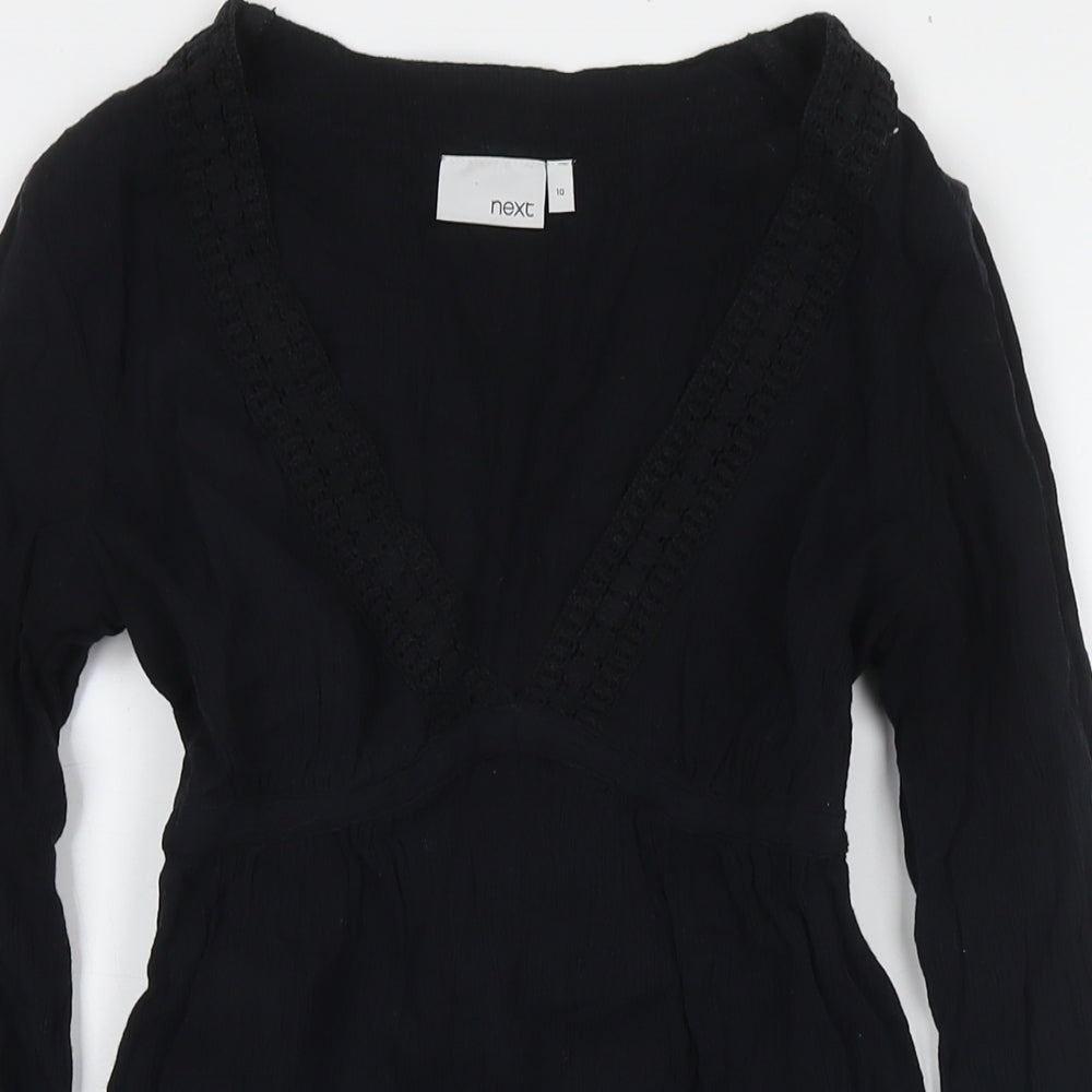 NEXT Womens Black Cotton A-Line Size 10 Round Neck Pullover