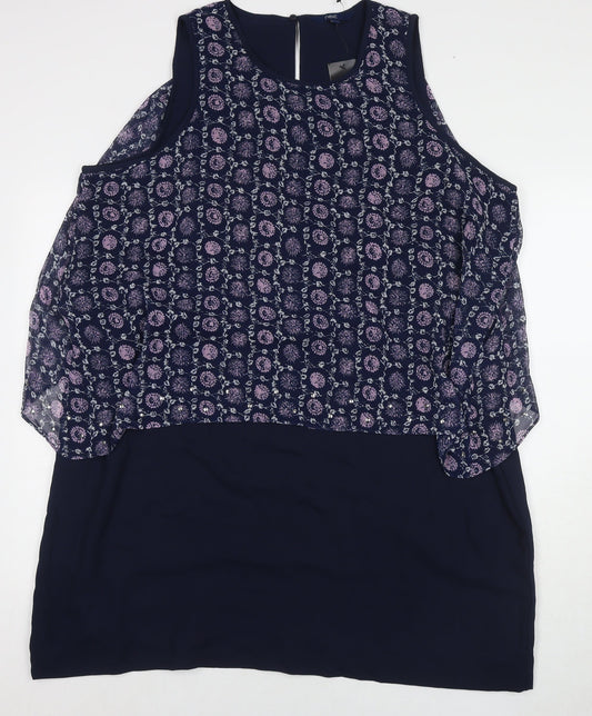 NEXT Womens Blue Polyester A-Line Size 22 Round Neck Pullover