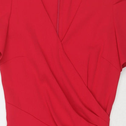 Phase Eight Womens Pink Polyester A-Line Size 8 V-Neck Zip