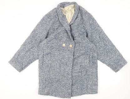 Womens UK Size S Mango Blue Overcoat