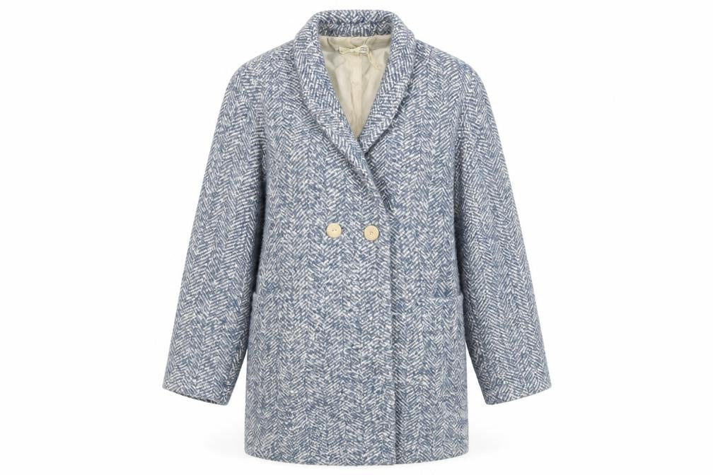 Womens UK Size S Mango Blue Overcoat