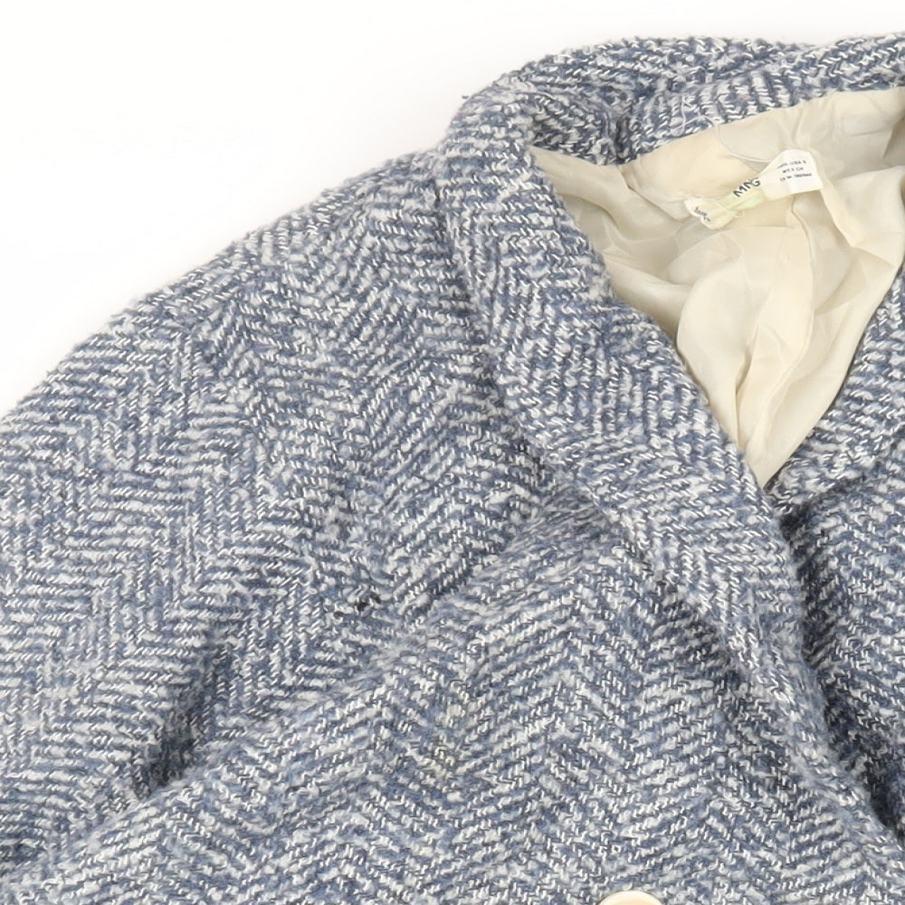 Womens UK Size S Mango Blue Overcoat