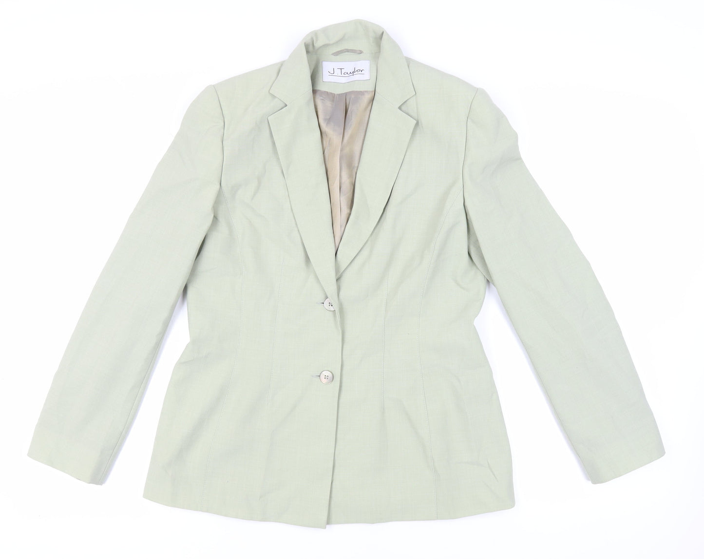 J.Taylor Womens Green Jacket Blazer Size 12 Button
