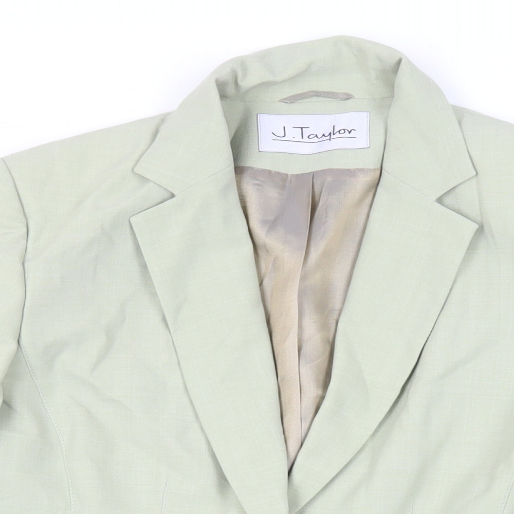 J.Taylor Womens Green Jacket Blazer Size 12 Button
