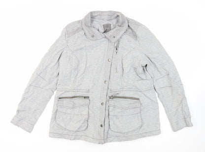 NEXT Womens Grey Geometric Jacket Size 18 Zip