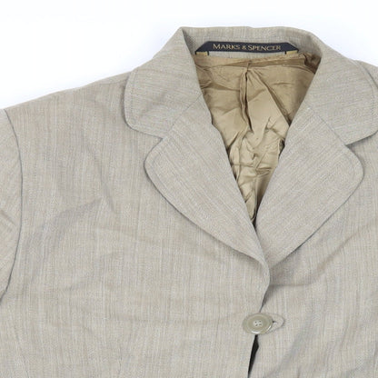 St Michael Womens Green Jacket Blazer Size 14 Button - Vintage