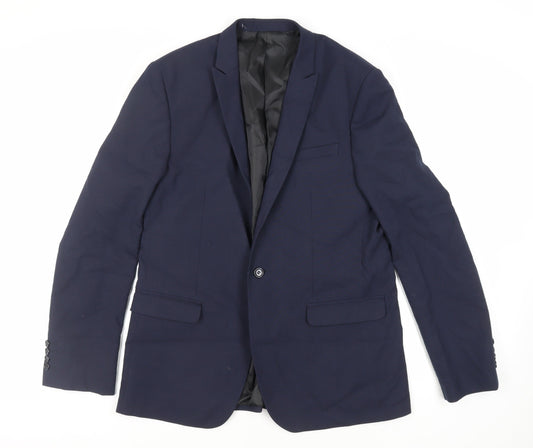 ASOS Mens Blue Polyester Jacket Suit Jacket Size 42 Regular